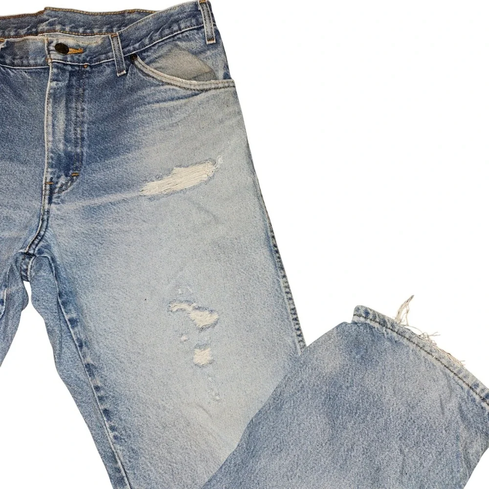 Distressed Light Wash Denim Workwear Jeans Pants Size 34x30 Grunge Utility‎ Mens